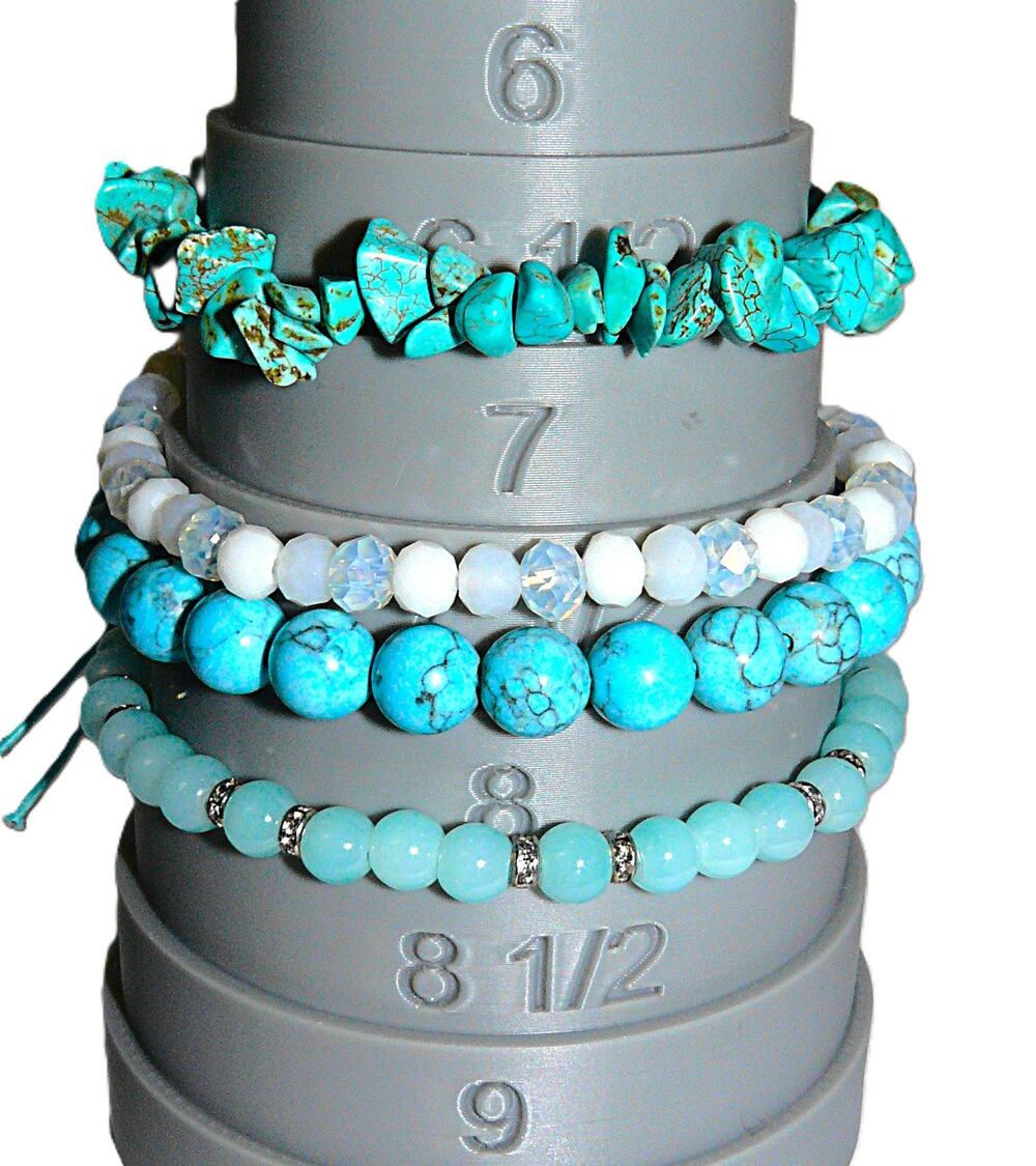 4pc Stretch Bracelet Lot Aqua Stone Turquoise Howlite Clear Frosted Acrylic Y2K